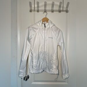 Women’s Columbia White Hooded Windbreaker Jacket